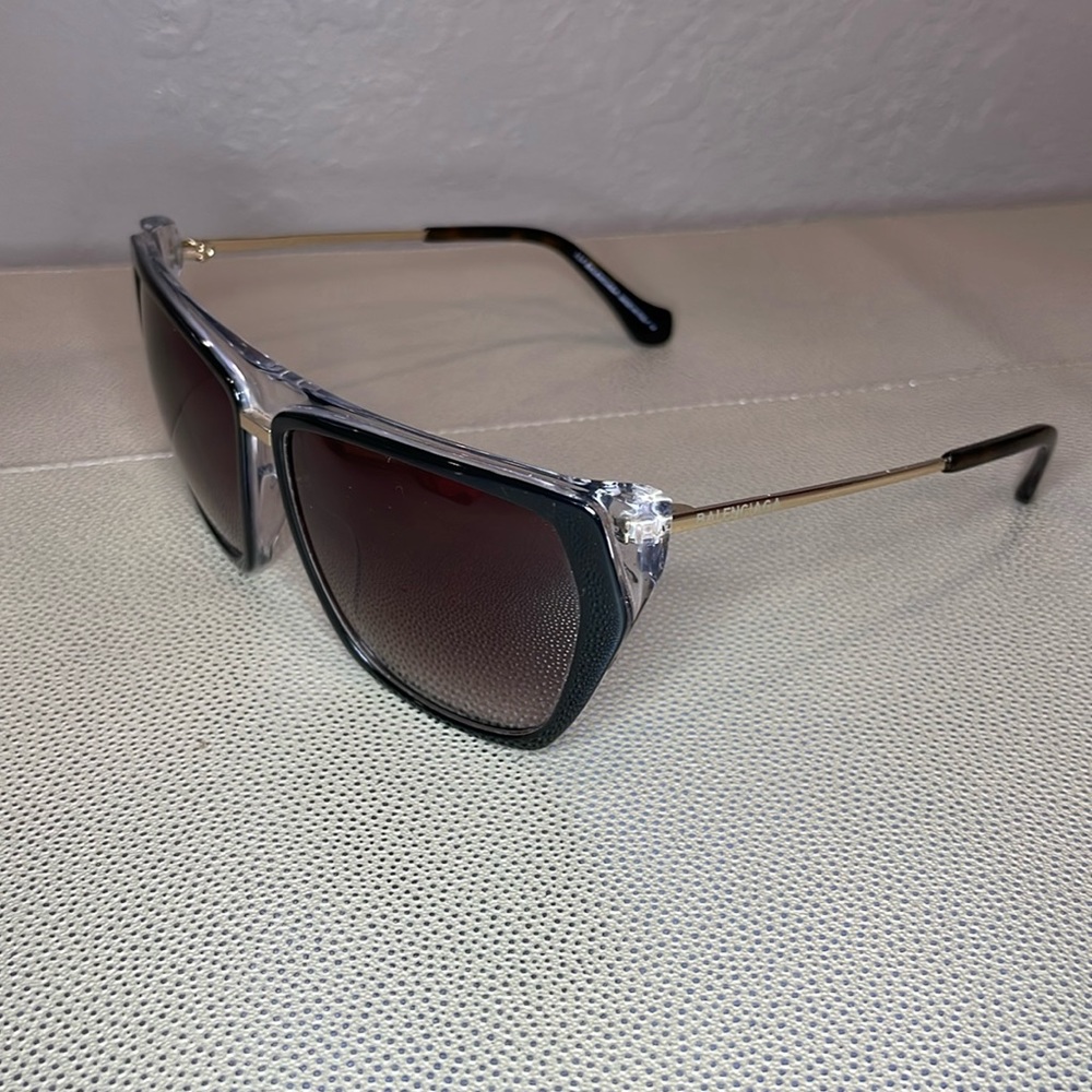 Balenciaga - Square Sunglasses Black Bordeaux with Brown Lenses - - Picture 6 of 16